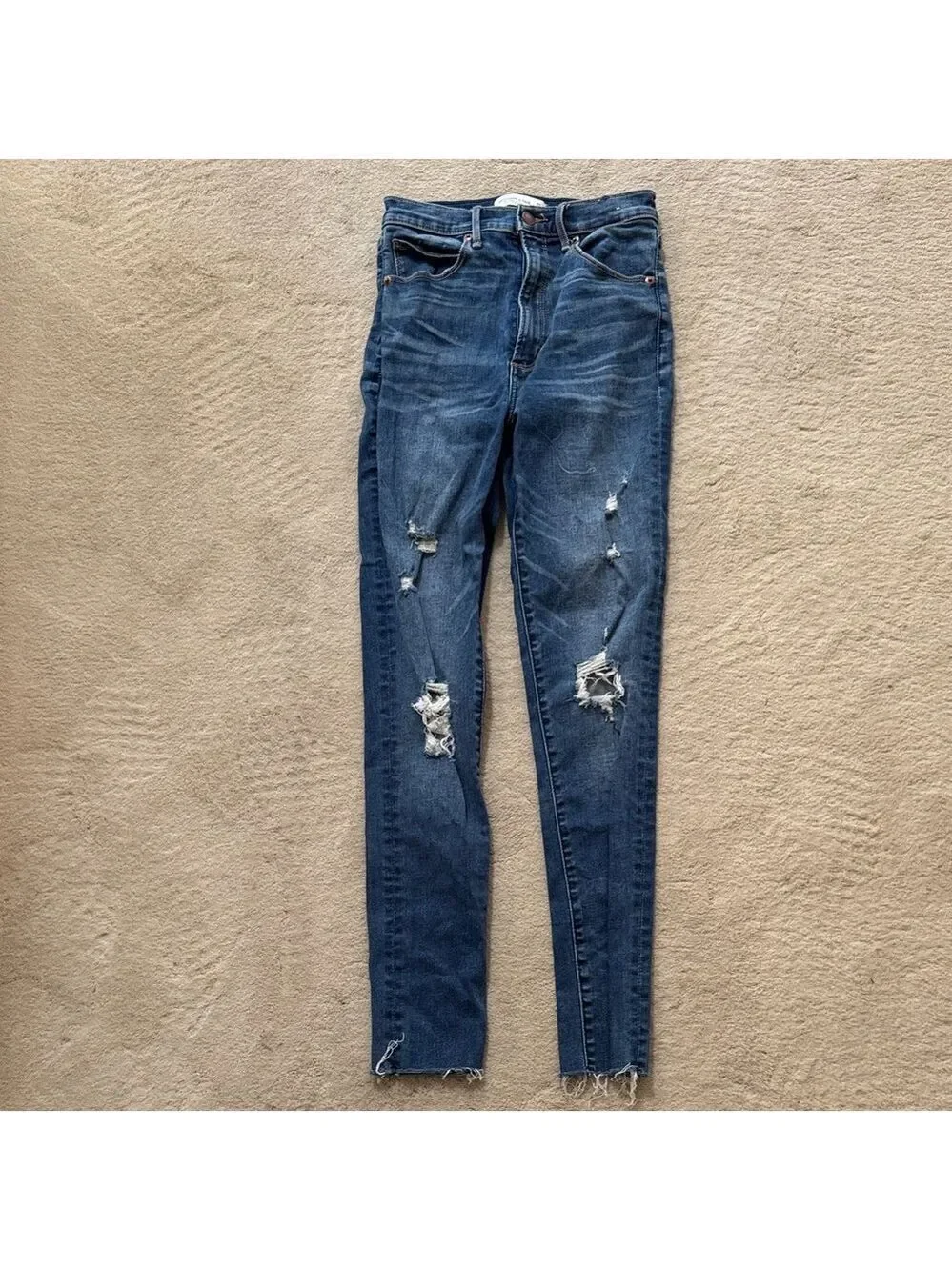 Abercrombie & Fitch Dark Blue Distressed Skinny Jeans sz 27/4